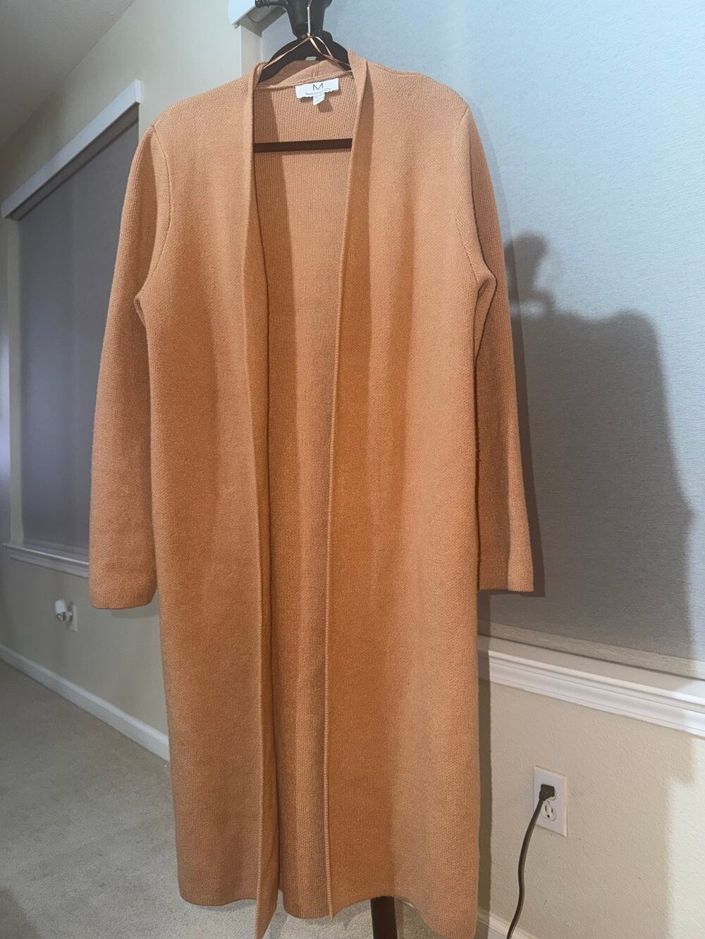 Magaschoni Camel Long Open Front Cardigan Duster Sweater XL